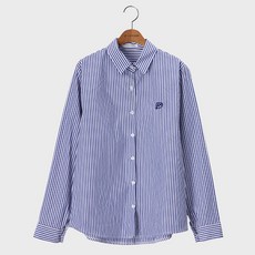 Chic Fox 女款愛心浮雕刺繡條紋襯衫