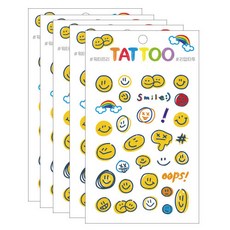 Petit 迷你紋身貼紙 TS001, 微笑臉, 5個