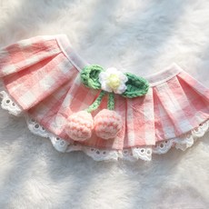 PASTEL PET 寵物櫻桃格紋圍巾, 粉色, 1入