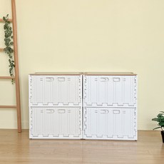 버츄나인 프라임 컨테이너 2x2단 수납장 + MDF 상판 세트, 아이보리