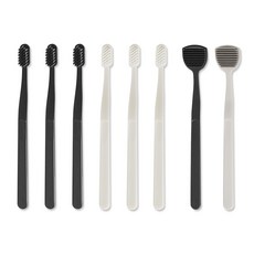 Sengdo 生活道感 蜂巢牙刷 黑色3入 + 白色3入 + 舌苔清潔器 白色 + 黑色組合, 1套