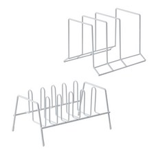 LIVING AT HOME 煎鍋收納盒 + 寬盤架套組, 白色的