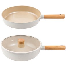 NEOFLAM Fika Reserve IH 平底鍋組, 灰白色, 煎鍋+深煎鍋+鍋蓋, 1組