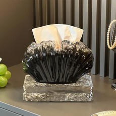 Mirnoa 珍珠貝殼造型室內裝飾面紙盒 MMM3441, 黑色