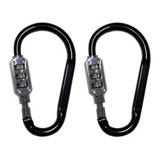 Travel Qube 彩色鎖扣登山扣 3位密碼鎖 大型 黑色, 2個