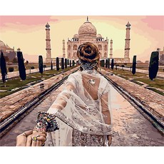 soonZAM 可愛的現代水彩畫繪畫圖片DIY套組 40 x 50 x 2.5厘米, 16 泰姬瑪哈陵