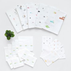 moms nature 嬰幼兒用待產用品 竹纖維布尿布 Aurora 5入 + Signature 紗布巾 10入 + 壓花紋 5入 組