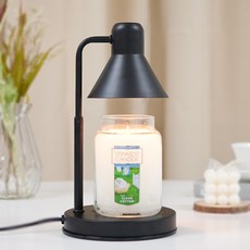 YANKee CANDLe 大瓶蠟燭 + 可調節高度單色融蠟燈 + 2個燈泡組, 黑色(融蠟燈), 純淨棉花(揚基蠟燭)