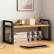 Dieno 書桌整理空間收納小型層架, 黑木紋, 1層