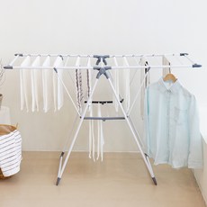 팬물산 이지라이프 튼튼한 대형 2단 간편 접이식 빨래건조대, 스노우 + 그레이