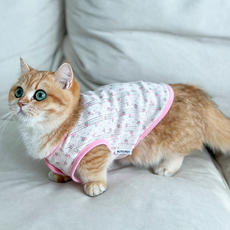 BUTU PET 貓咪純棉陽光花朵背心, 1個, 粉紅色