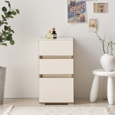 하모벨 티체 3단 미니 책상 서랍장, 크림, 3개