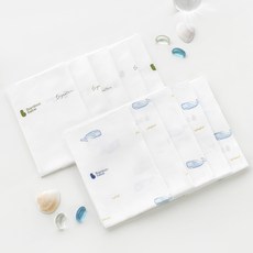 BambooBebe 幼兒用招牌壓花手帕 純色 5條+小鯨魚 5條組