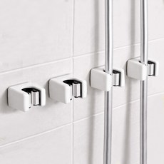 하우블리 클린앤 욕실 무타공 청소도구 밀대 거치대 걸이 홀더, 화이트, 4개