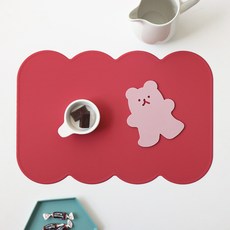 ade.l 矽膠超薄造型餐墊, 珊瑚紅, 388*267*1.8mm, 1個