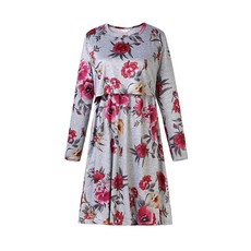 Damon 孕婦歐洲玫瑰長袖連身裙 day336