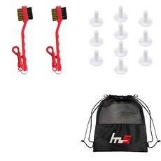 NAYA STYLE 高爾夫球桿頭清潔劑 2p + TPE 高爾夫標準球座 10p + 小袋套組 GFYP-32-1+168-4PU, 混色