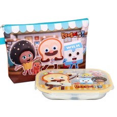 天才麵包理髮師不鏽鋼餐盤+便當袋 BDK-PN287, 混色, 1組