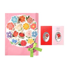 愛與感謝康乃馨胸針 2入 + 大花束捲軸信紙套組, 隨機出貨, 1套