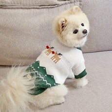 이츠독 강아지 레드코코 루돌프 니트, 그린, 1개