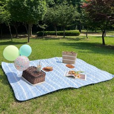 한스갤러리 방수 피크닉 매트 감성 두꺼운 돗자리, 아쿠아블루