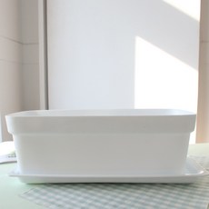 모리앤 초화박스 + 받침, 화이트, 1개