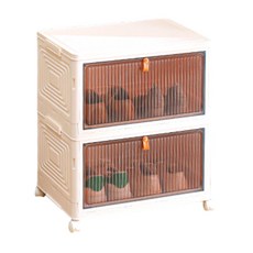 小麥購物 雙開門磁吸摺疊收納櫃 B092, 白色