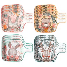 Willive 動物角色陶瓷手柄盤4件組, 紅色, 橘色, 薄荷綠, 海軍藍, 3套