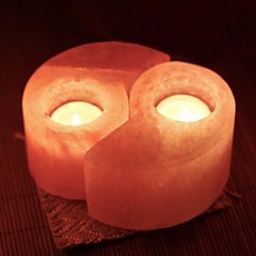 심플앤글로우 히말라야 수정 암염 감성 미니 캔들 홀더, 태극2구