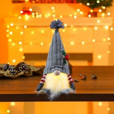 Lovely Farm 聖誕矮人老公公玩偶 氣氛燈 LED裝飾擺飾, 灰色, 1個