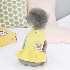 Coco studio 寵物Coco花朵狗狗荷葉邊洋裝, 黃色, 1個