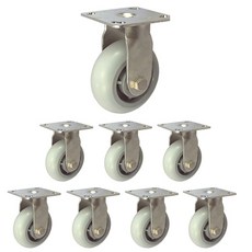 MASTER. S 不鏽鋼腳輪 101mm 重型不鏽鋼 靜音軸襯 白色 固定 R DS 3340 ELP-R, 8個