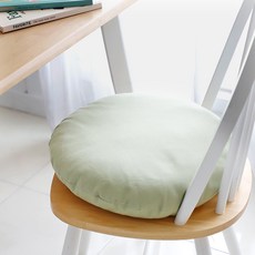 CASA VERDE 11支亞麻日常氛圍亞麻素色圓形坐墊, 淺綠色