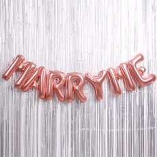 派對嗨 銀箔氣球 MARRY ME 窗簾套組, 玫瑰金, 1套