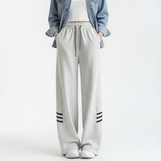 marketpia 女款休閒鬆緊帶運動線條長褲