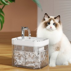 Keribing 貓用自動飲水機 FREE, 透明 + 白色上蓋, 1個