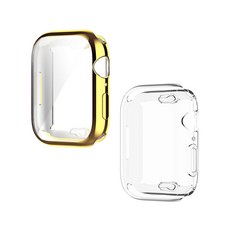 스페이스쉴드 TPU 풀커버 스마트워치 케이스 2종 세트, 골드, 투명