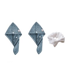 柔軟擦髮巾 SG38 2入 + 洗臉髮帶, 類型2, 1套