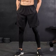 엘쏘 남성용 올인원 빅사이즈 반바지 일체형 레깅스 팬츠