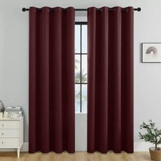 韓國 GNY Simpleroom 素色雙面生活遮光窗簾 2入, 酒紅色