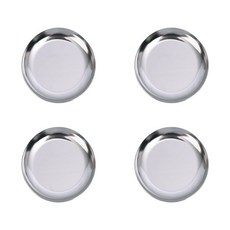 DAEHAN MOL 迷你金屬託盤 4入, 圓形 銀色