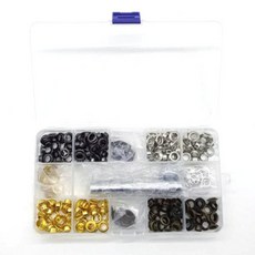 皮革工藝孔眼 6mm 4款 50入+工具3入組, 金、銀、古董、青銅, 1套