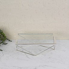 다독임 빈티지 케익 받침대 심플 사각 스탠드 소형, 실버, 1개