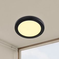 원하 DS 원형 슬림 엣지 직부등 LED 20W 20.3cm, 블랙 + 전구색