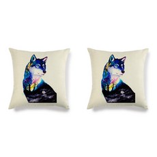 多彩動物頭圖案時尚抱枕套 2入