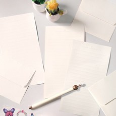 迷你彩虹粉彩信紙組 (信紙16張+信封8入) - 奶油色, 1組, 乳霜