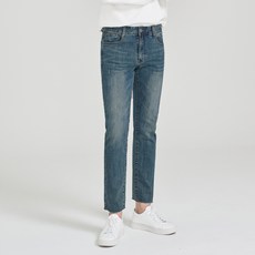 JEANMANIA 男士下擺剪裁半划痕藍色跨度直筒 CU6M73