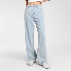 Hip & Fit 女款基本款長版寬管牛仔褲 短版