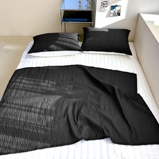 Lucidsleep 涼爽 蓬鬆 海洋泡泡紗 夏季肚圍被 2入, 時尚黑