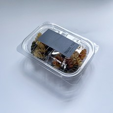 Tinapicnic 迷你2格透明免洗餐盒 + 灰色感謝貼紙套組, 20套, 免洗餐盒 + 貼紙